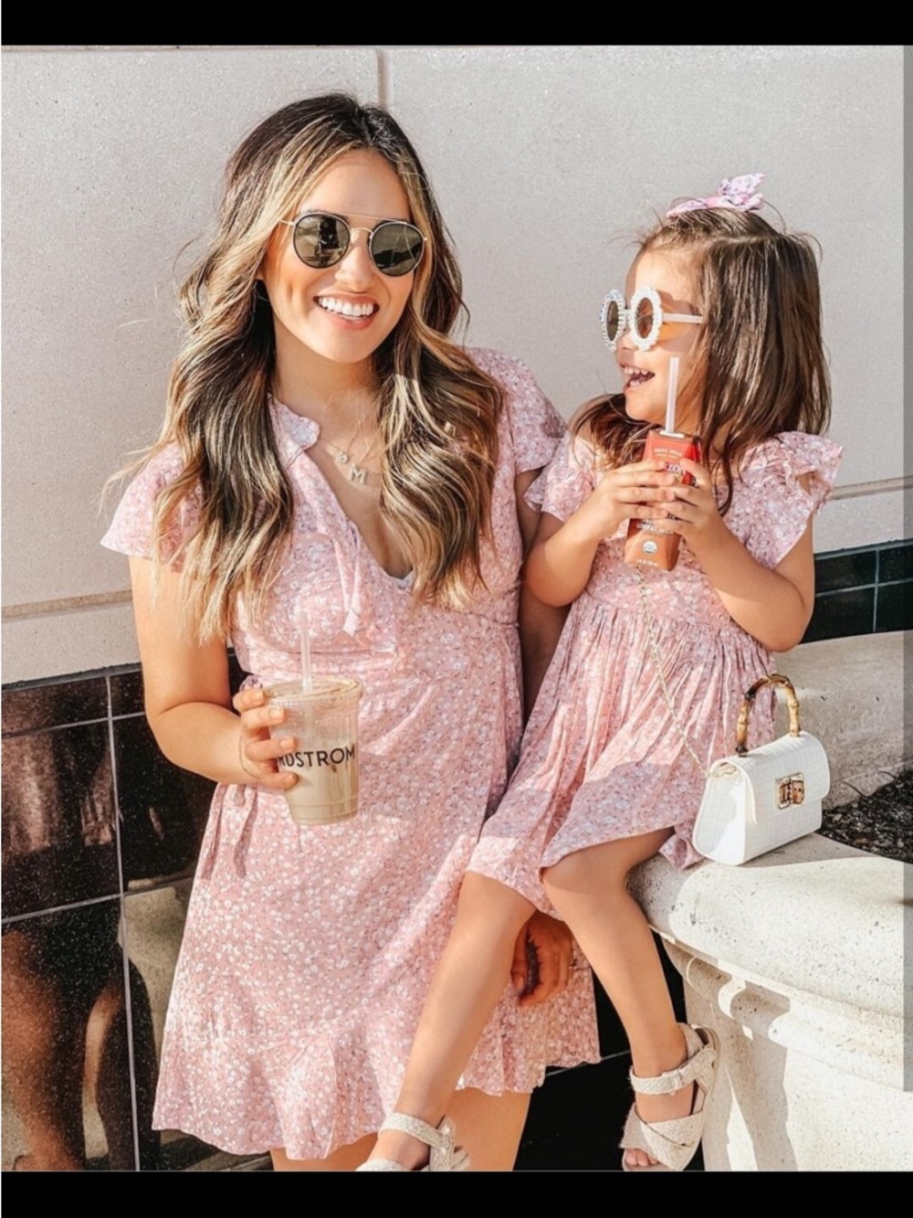 Mommy & Me Matching Pink Floral Mini Dress